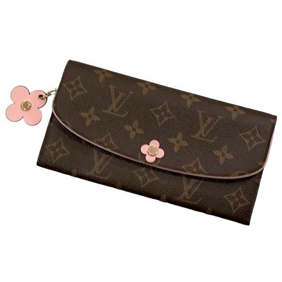 Louis Vuitton Long Wallet Portefeuille Emilie Brown Monogram with Pink Accents - Picture 2 of 13